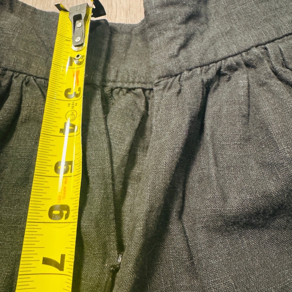 Ovate Black Linen Midi Skirt High Waisted A-Line Gathered Size S - Picture 6 of 7